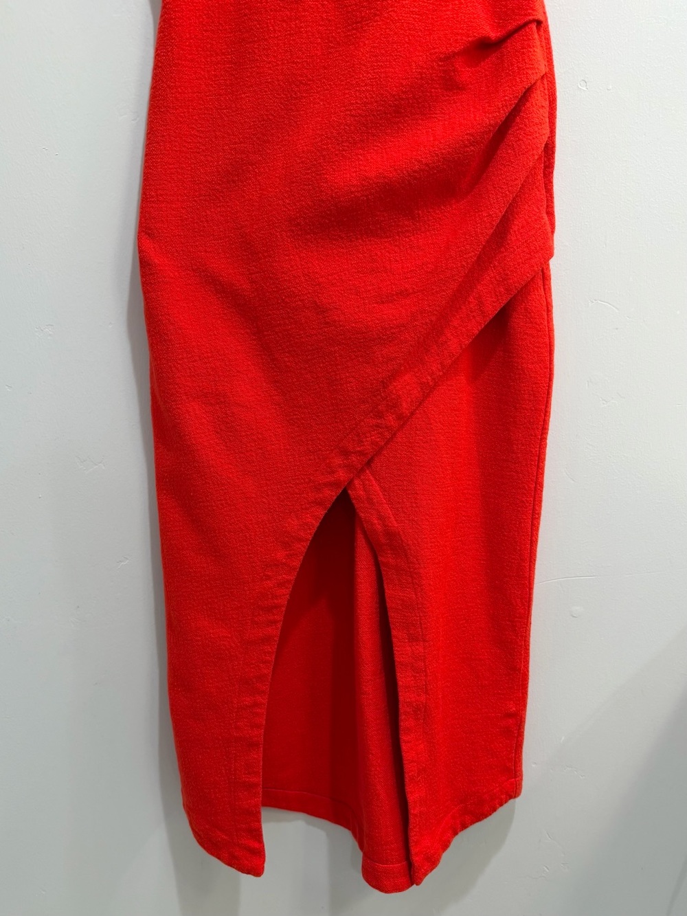 Anthropologie Maeve Red Square Neck Ruched Back Cutout Slit Maxi Dress Size 2 - Picture 10 of 13
